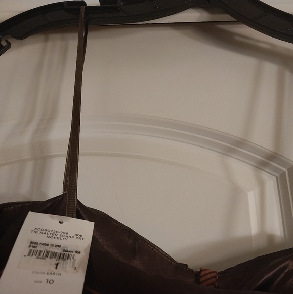 BCBG Paris Strapless Geometric Dress - Brown and Gold - Picture 3 of 7